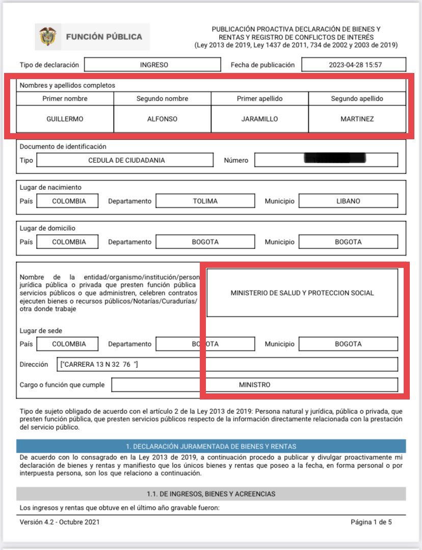 Danielbricen's tweet photo. La Sra. Beatriz Eugenia Gómez ejerce el cargo de superintendente delegada de salud. Su cónyuge es Guillermo Alfonso Jaramillo nuevo ministro de salud. 

Le pediremos a la Procuraduría General de la Nación que investigue este presunto conflicto de interés e inhabilidad. https://t.co/L4FbrmblLN