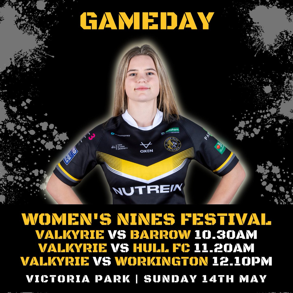 💥 𝙄𝙏'𝙎 𝙂𝘼𝙈𝙀𝘿𝘼𝙔!

🏆 Women's Nines Festival | Group Five
📍 Victoria Park, Warrington
🎟️ Free entry

#RiseUp | #WeAreYork