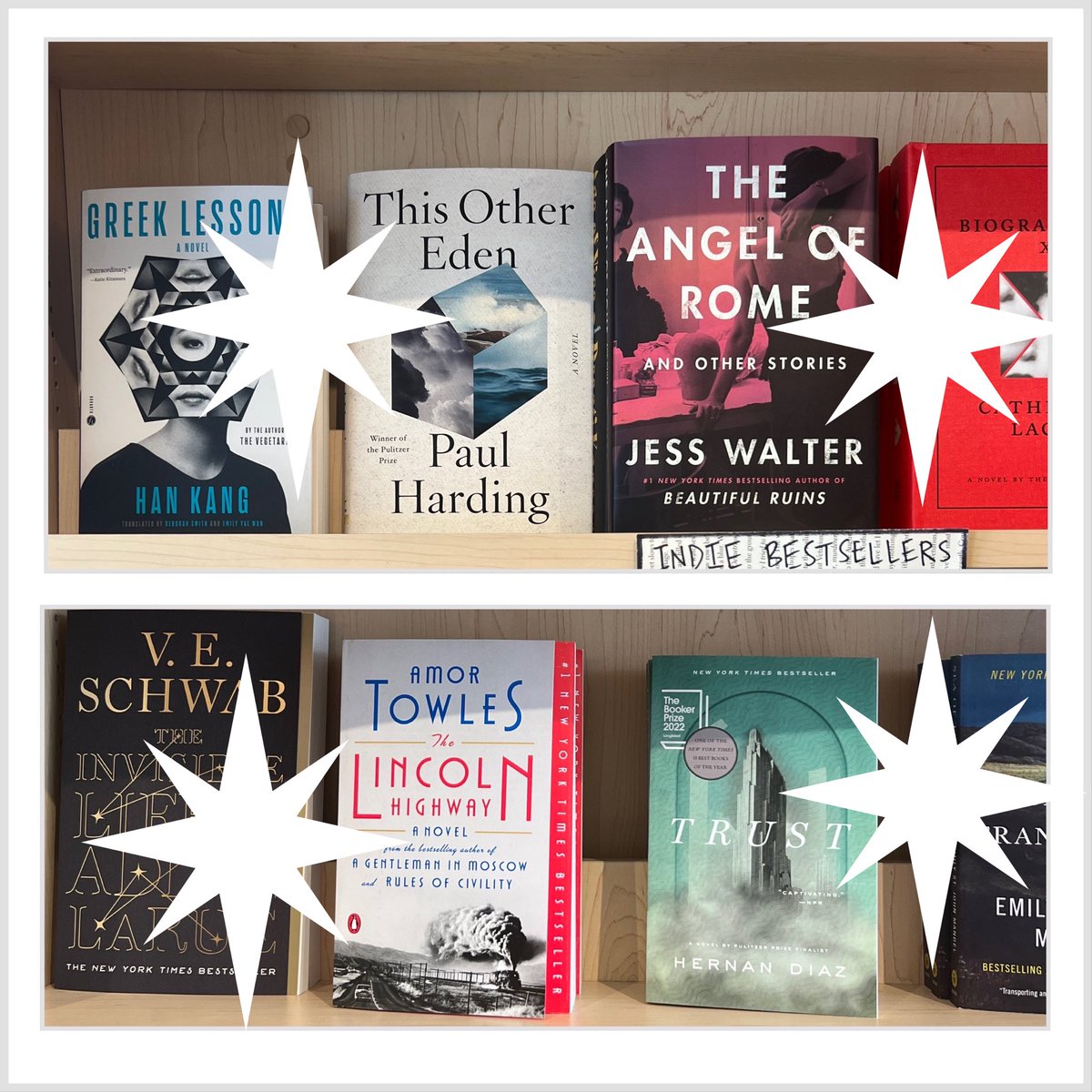 edoballerini's tweet photo. Love playing “How many have I narrated?” while visiting bookstores. Found these four at Transom Books in Tarrytown, NY. #PaulHarding @1JessWalter @amortowles #HernanDiaz @recordedbooks @HarperAudio @PRHAudio x2 https://t.co/Dvo789I47q