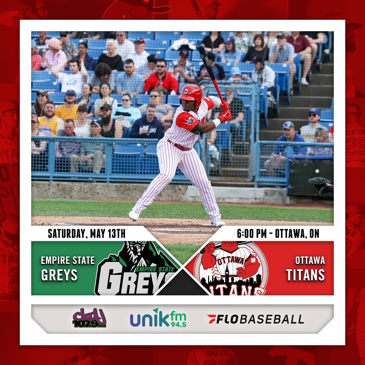 Forecast says it's a great day for some baseball! ☀

⏰ 6:00 p.m.
👊 <a href="/empirestgreys/">Empire State Greys</a> 
📺 flobaseball.tv ($)
📻 <a href="/CKDJ1079/">CKDJ 107.9</a> / @UnikFM945 

#HereToStay