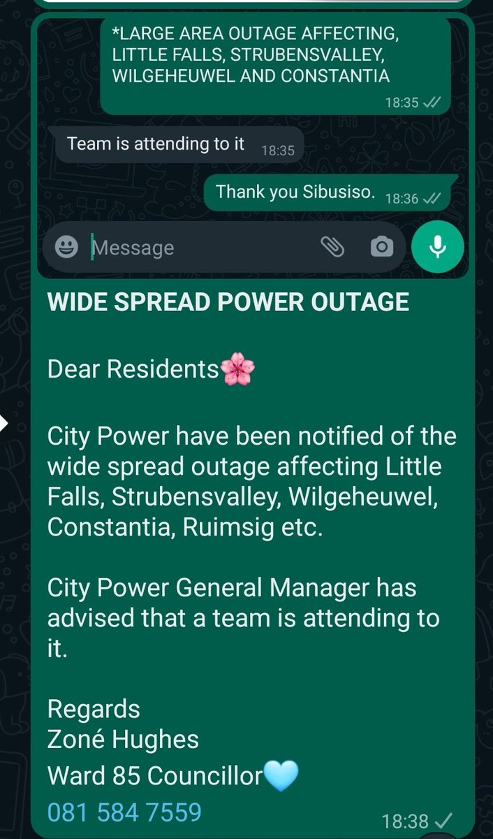 z_hughes_n's tweet photo. #JHBWard85Update #poweroutage #littlefalls #Strubensvalley #wilgeheuwel @CityPowerJhb @CityofJoburgZA https://t.co/HGS0Xglgy0