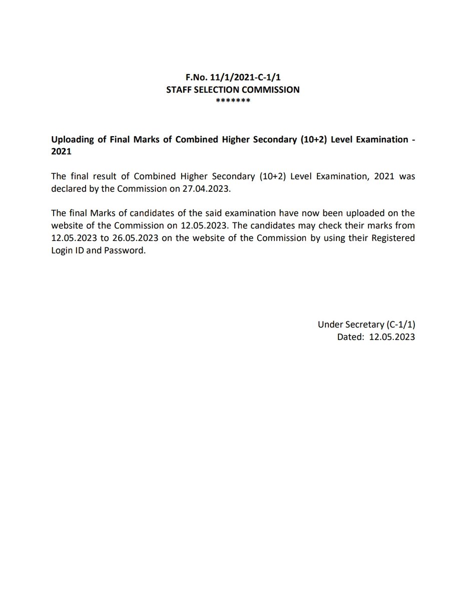 ssc_cr's tweet photo. Uploading of Final Marks of Combined Higher Secondary (10+2) Level Examination - 2021 
https://t.co/huSrOo9ni2 https://t.co/lA9CbmNDMF