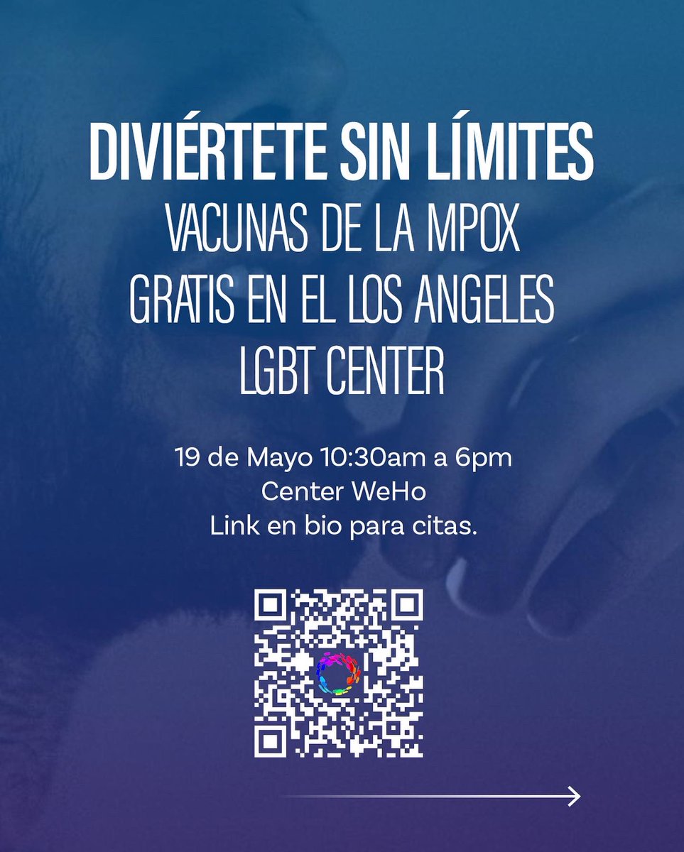 Hot Gay Summer is almost here— protect yourself and others by signing up for our free Mpox Vaccine Clinic on May 19 at Center WeHo. Check out the link in our bio for appointments and eligibility guidelines. #FreeMpoxVaccines #Mpox #CommunityClinic