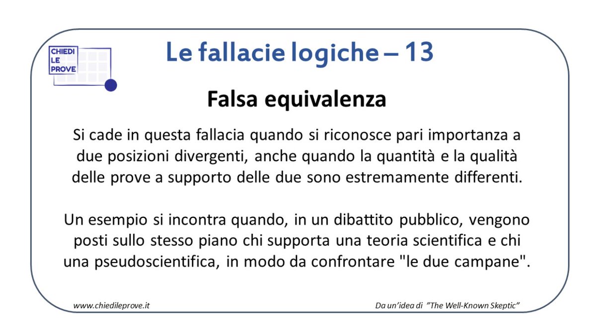 C'è poco da dire: <a href="/divagatrice/">Beatrice Mautino</a> e <a href="/emenietti/">emanuele menietti</a> sono proprio bravi.
Nell'ultima puntata del loro podcast "Ci vuole una scienza" c'è, tra i vari interessanti argomenti, una chiarissima spiagazione del "false balance", o falsa equivalenza.

ilpost.it/episodes/il-di…