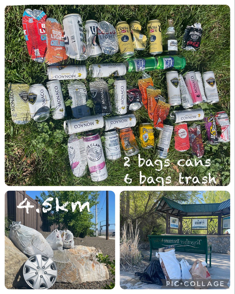 Licorne_sh's tweet photo. 1st plog of the season. Looked mostly clean driving by and clearly wasn’t at 2 bags/km. 1st place @DrinkMonaco the decisive winner of poor choices.
#plogging #trashtag #BeTheChange #ActLocal #TakeYourLitterHome #IfNotMeWho https://t.co/1Ss0oDEekT