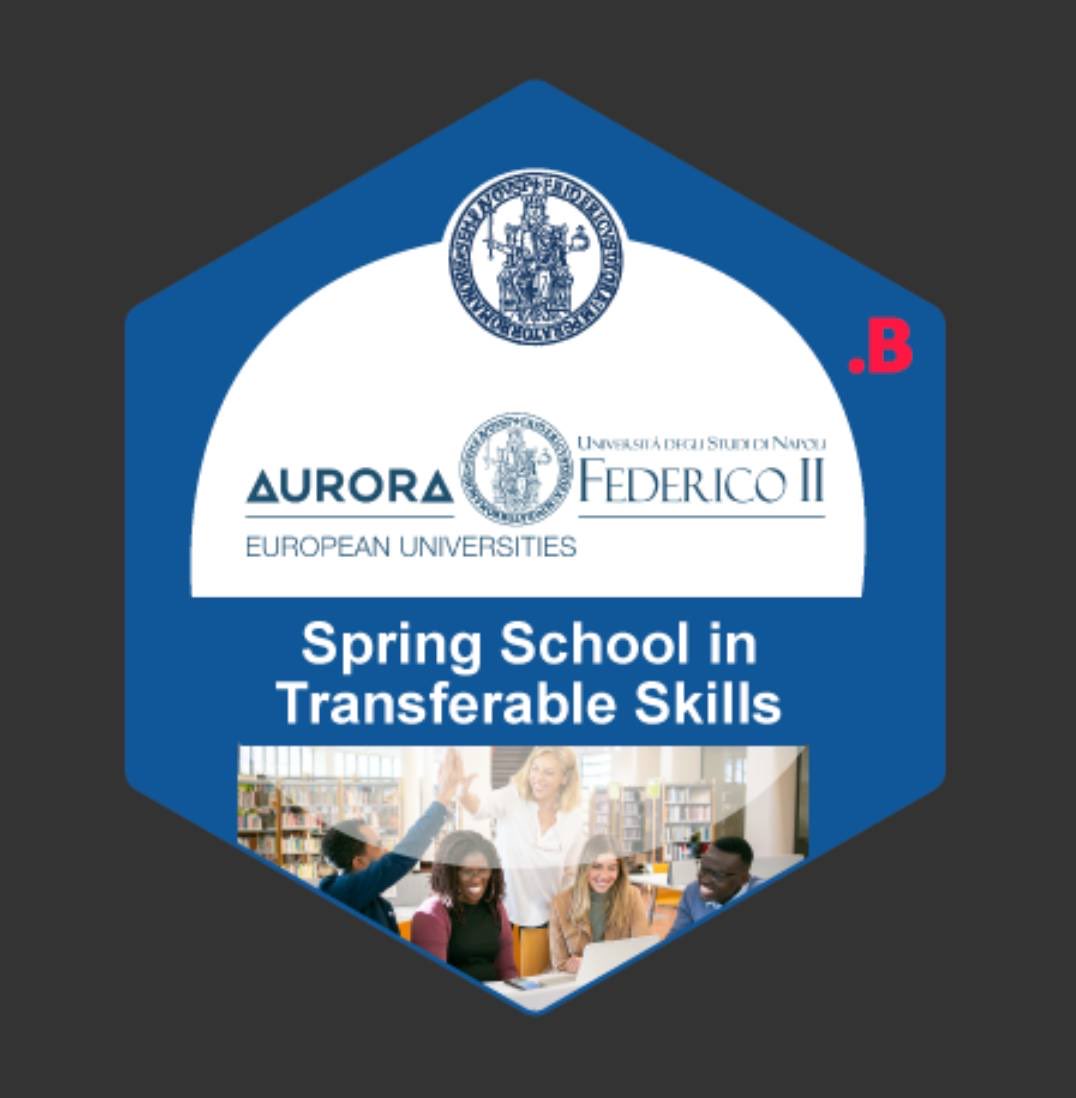 aurora.unina.it/2023-spring-sc… The two-day Spring School is free of charge and open to all students of undergraduate, Master’s and PhD courses in the STEM (area of Unina and the Aurora network. An OpenBadge will be issues to all participants <a href="/Aurora/">Dawn</a> #AuroraAlliance