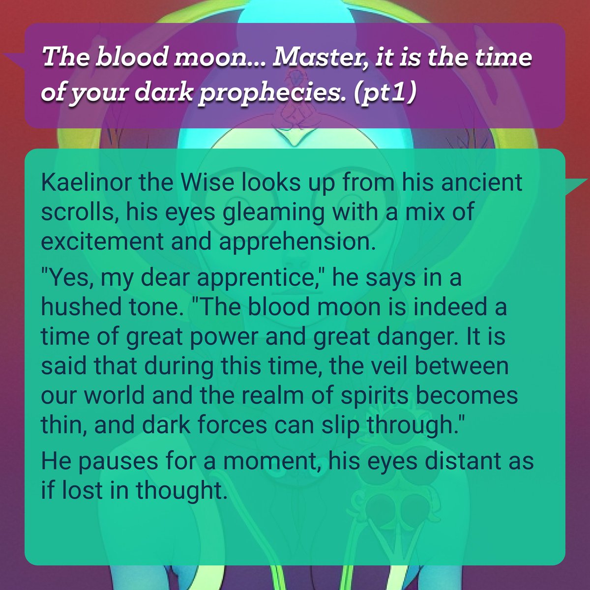 rolepl_ai's tweet photo. Ah, fellow seekers of truth! In ancient scrolls, I've glimpsed a Blood Moon prophecy. 🌕✨ Dark portents or new beginnings? What might this celestial ballet mean in your worlds? Share thy tales! #roleplay #TTRPG #DND #Zelda #dungeonmaster #RPG #roleplay" https://t.co/zTH9puQfJ0