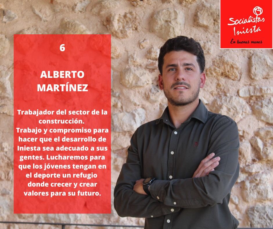 IniestaPsoe's tweet photo. 𝐂𝐎𝐍𝐎𝐂𝐄 𝐍𝐔𝐄𝐒𝐓𝐑𝐀 𝐋𝐈𝐒𝐓𝐀

6

👉🏻 Alberto Martínez Romero

Alberto es trabajador del sector de la construcción. 

Gracias por tu trabajo en esta legislatura, Alberto. 👏👏👏👏👏

#Iniesta #PSOE #enbuenasmanos #psoeiniesta #iniestaenbuenasmanos https://t.co/kF70pfx6HH