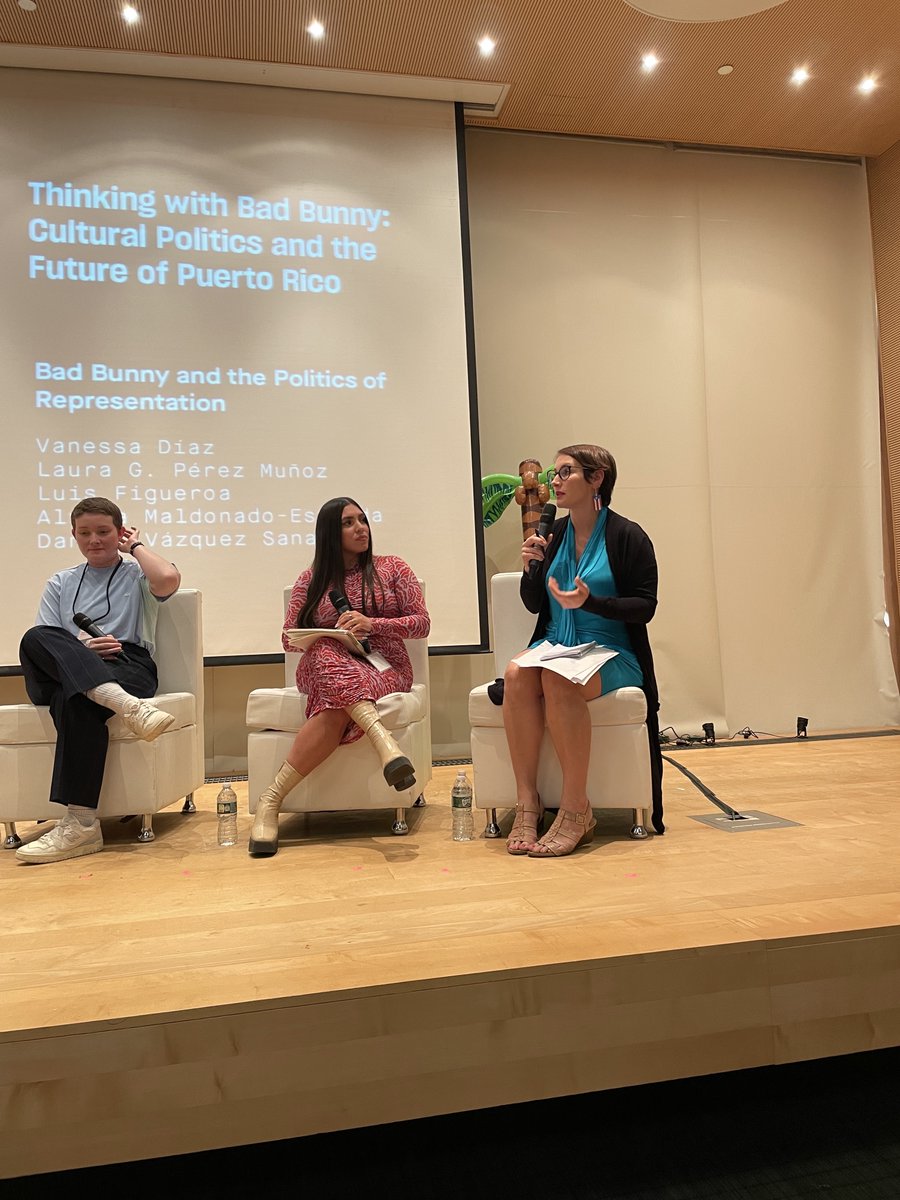 Bad Bunny Syllabus (@badbunnycourse) on Twitter photo Our co-creator <a href="/vanessajdiaz/">Vanessa Díaz</a> on the panel "Bad Bunny and the Politics of Representation" at the <a href="/CentroPR/">Centro PR</a> Bad Bunny Symposium discussing <a href="/sanbenito/">Benito Antonio</a>, race, gender, and sexuality in the Hollywood celebrity machine, paparazzi photography, and more. #thinkingwithbadbunny Our co-creator <a href="/vanessajdiaz/">Vanessa Díaz</a> on the panel "Bad Bunny and the Politics of Representation" at the <a href="/CentroPR/">Centro PR</a> Bad Bunny Symposium discussing <a href="/sanbenito/">Benito Antonio</a>, race, gender, and sexuality in the Hollywood celebrity machine, paparazzi photography, and more. #thinkingwithbadbunny