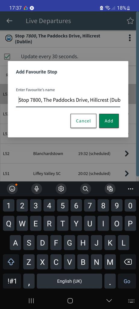 SalCal91's tweet photo. @Feljin_J 2 minor updates;

1. It's not clear to me at a glance that I can rename the stop I'm adding as a favourite. The field is populated with the actual stop name and looks like you need to delete it to type in your own name

2. Doesn't seem possible to rename a favourite https://t.co/Y05qlxRJTi