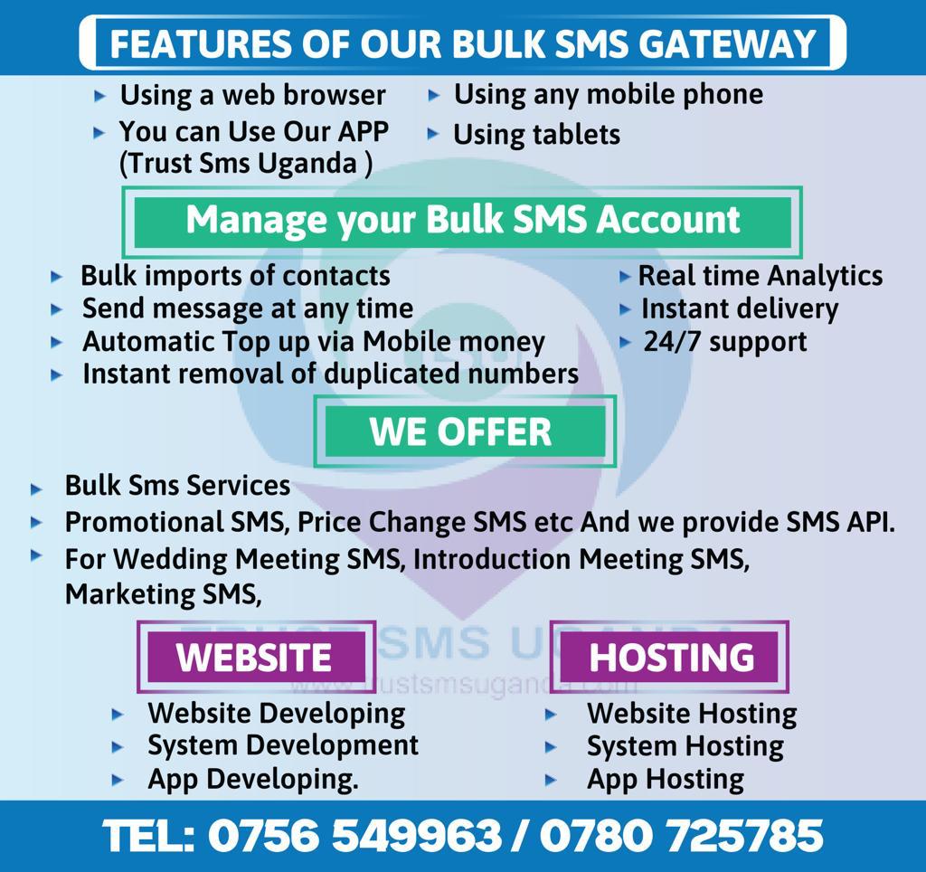 trustsmsuganda's tweet photo. SMS ROUTES FOR UGANDA AVAILABLE

Skype: live:.cid.8cac712e80a0b057

Email: trustsmsuganda@gmail.com

trustbusiness@trustsmsuganda.com

WhatsApp: +25678072578

#smsroute #route #ugandaroute #sms #smsmarketing #smsapi #smsgateway #smsroute #Route #HTTP #API #sms #SMPP #traffic https://t.co/RFvFbOYHrA