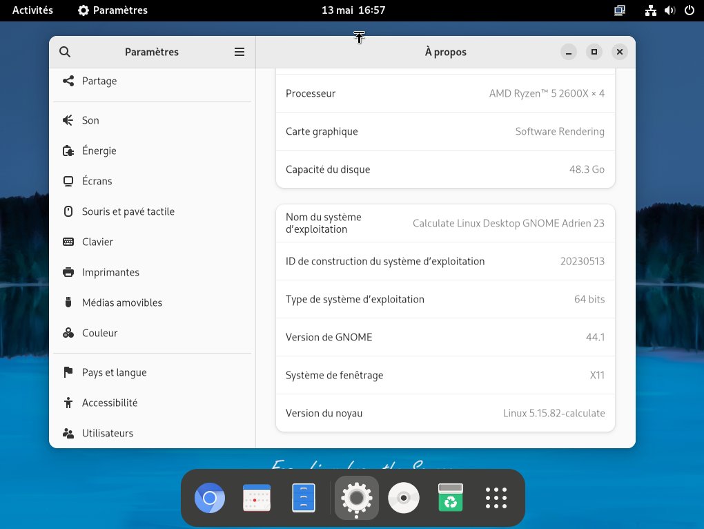 _adriend_'s tweet image. Une nouvelle image de #CalculateLinux #GNOME est disponible sur le site.
Elle propose python3.11 et GNOME 44.1 : cldga.linuxtricks.fr