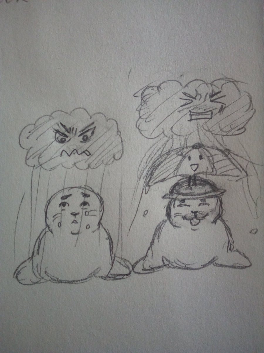 A seal's hat will protect him from the rain cloud 🌧️☔🦭✨