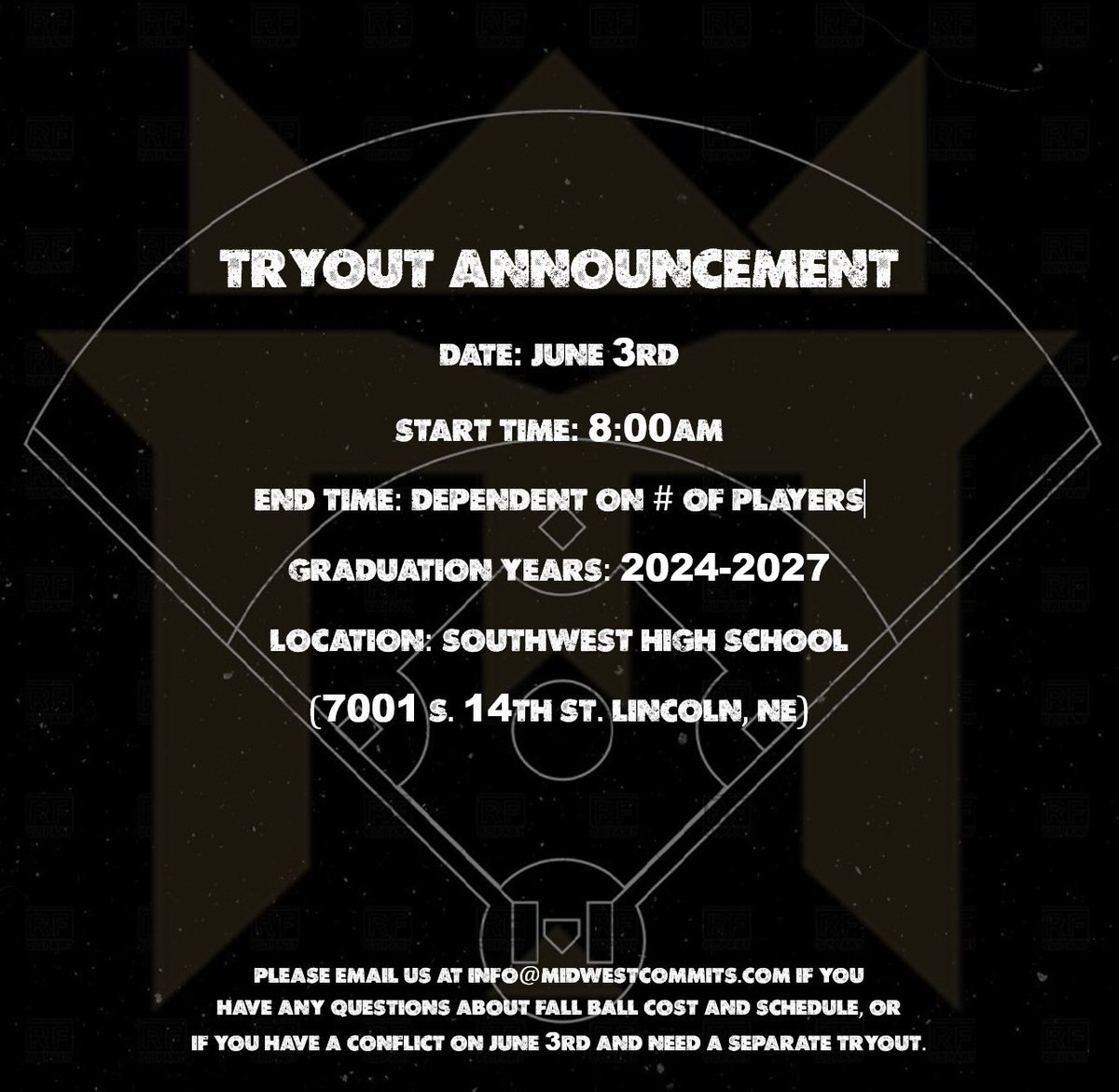 midwestcommits's tweet photo. TRYOUT ANNOUNCEMENT: Please use the link below to register for tryouts for both our 16U and 18U teams.
https://t.co/1RbV8HFSlE
If you have any issues accessing the link please email info@midwestcommits.com https://t.co/sLsJgPXLYY