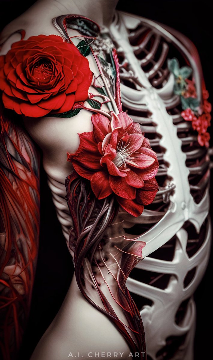 laphalenelibre's tweet photo. You Shall only See Flowers Under the Depths of my Ribcage 
#AIArtwork #AIart #ai #GenerativeAI #art #digitalart #foundation #AiLust #OPENAI #midjourneyv5 #dalle2 #fleshandbones #ribcage #Flowers https://t.co/qvOGCY7Cb9