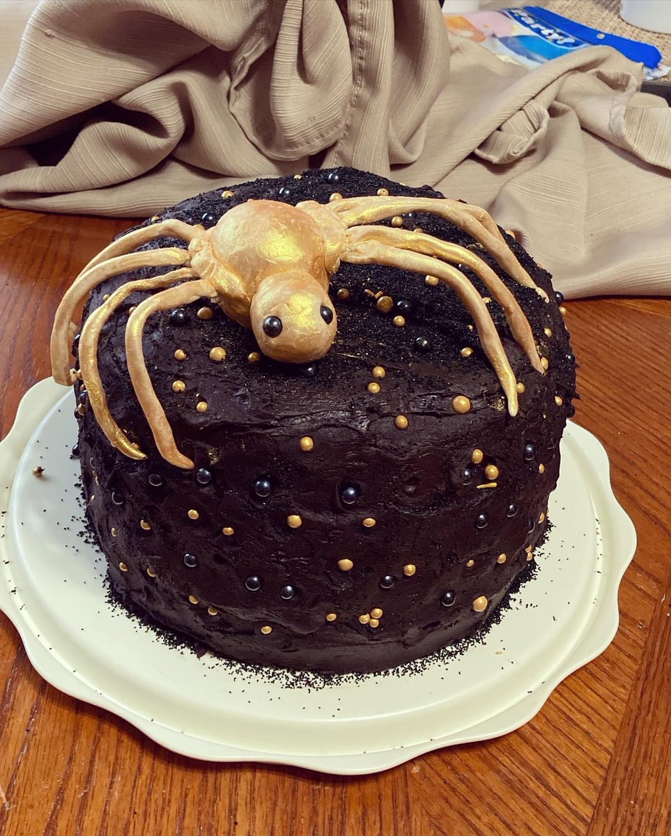 BrinnnnnC's tweet photo. @clhubes My daughter wanted a “spider cake with a big spider onto and surprise spiders inside” so we made it happen. https://t.co/0lqK6qVbbz