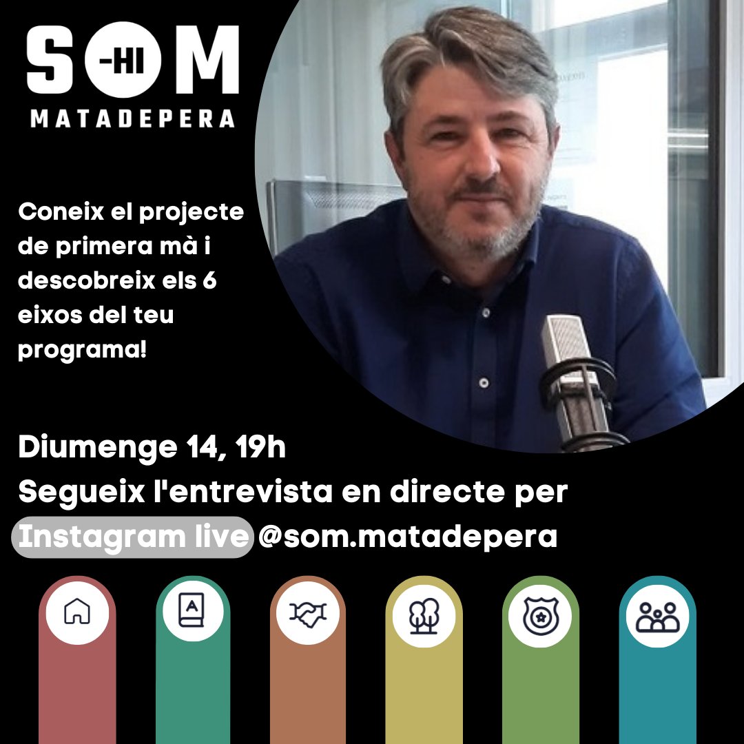 Vols conèixer el programa de SOM-HI de primera mà?

El Guillem Montagut, l'alcaldable, farà una entrevista per donar a conèixer el programa i els eixos principals del nostre projecte.

T'hi esperem!