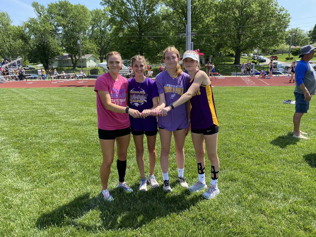 PanthersNorth's tweet photo. The North Platte 4X800 meter relay team won the Class 2 4 Sectional and are on to state!

Shelby Lingle, Chloe Heckman, Jessa Cassity, and Brianna DeBord https://t.co/rKPkyVrMba
