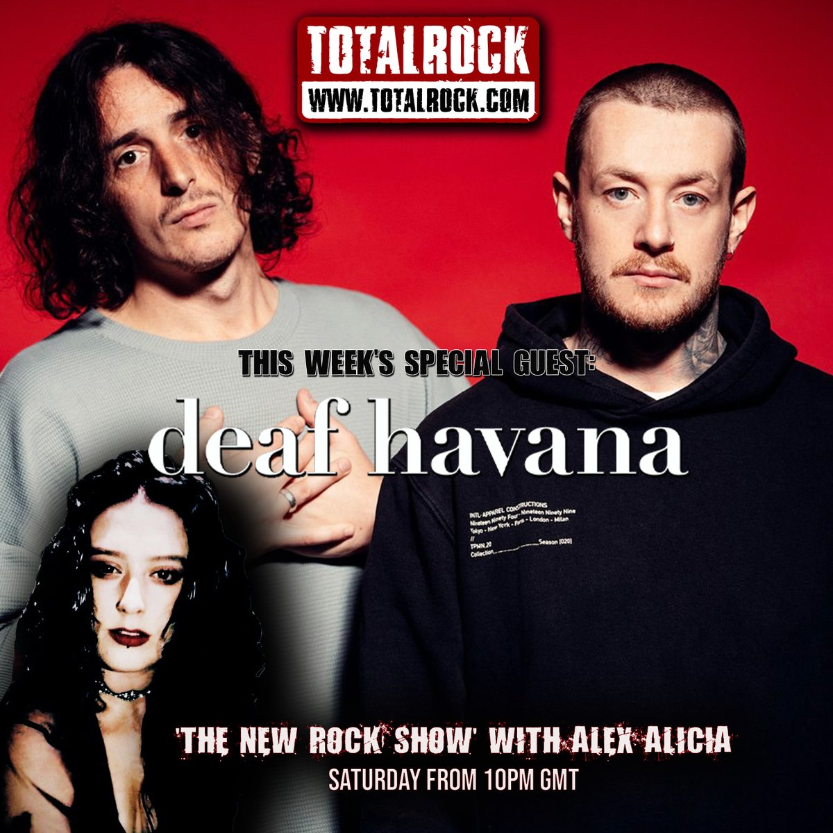 alexaliciamedia's tweet photo. TONIGHT!! Come hang, come mosh &amp; come listen to ALL of the unmissable NEW tunes that I have in store for you this eve! 

Feat✨15✨ace new #rock drops &amp; an #interview with tonight’s special guest @deafhavana 🖤

10pm BST on @TotalRockOnline xoxo

🔗 https://t.co/PrVh4p0eUX https://t.co/QptWVITVbW