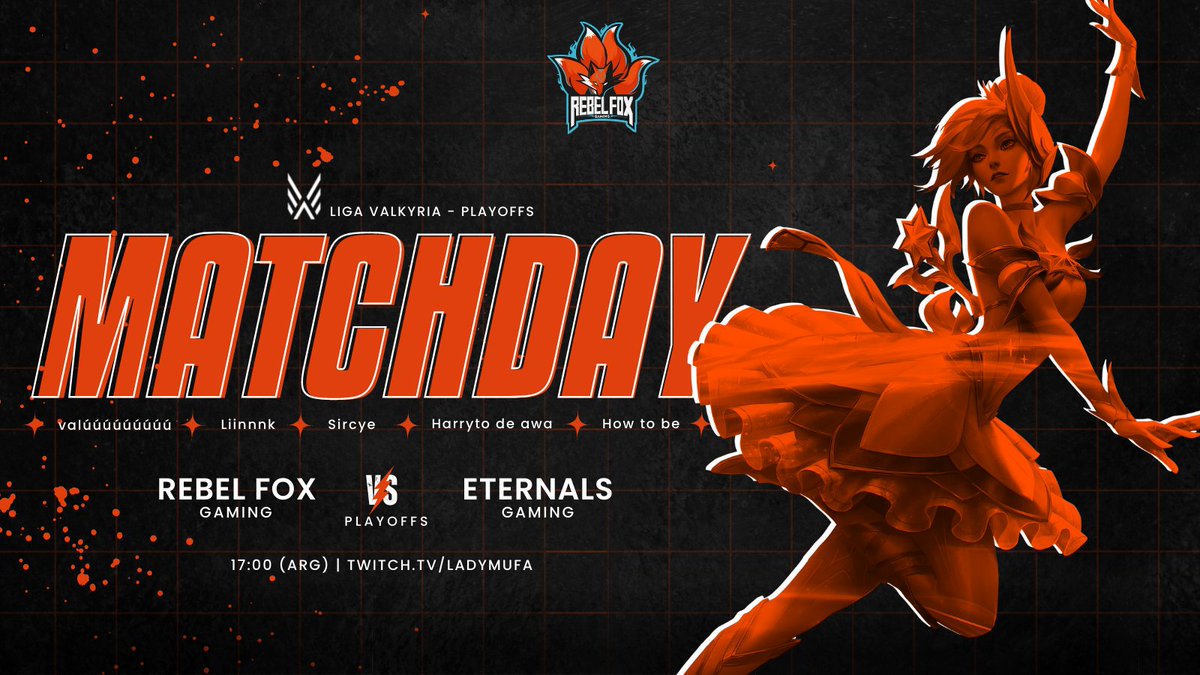 rebelfoxgaming's tweet photo. 🔥Hoy nos volvemos a enfrentar a @Eternals_Gaming en un BO3 👊🏻todo eso y más en la @LigaValkyria
⏰17:00HS 🇦🇷 - 16:00HS 🇨🇱
🎥https://t.co/F88hMprERu
GL HF! ♥
#GoREBEL https://t.co/nAn7LL7oFx