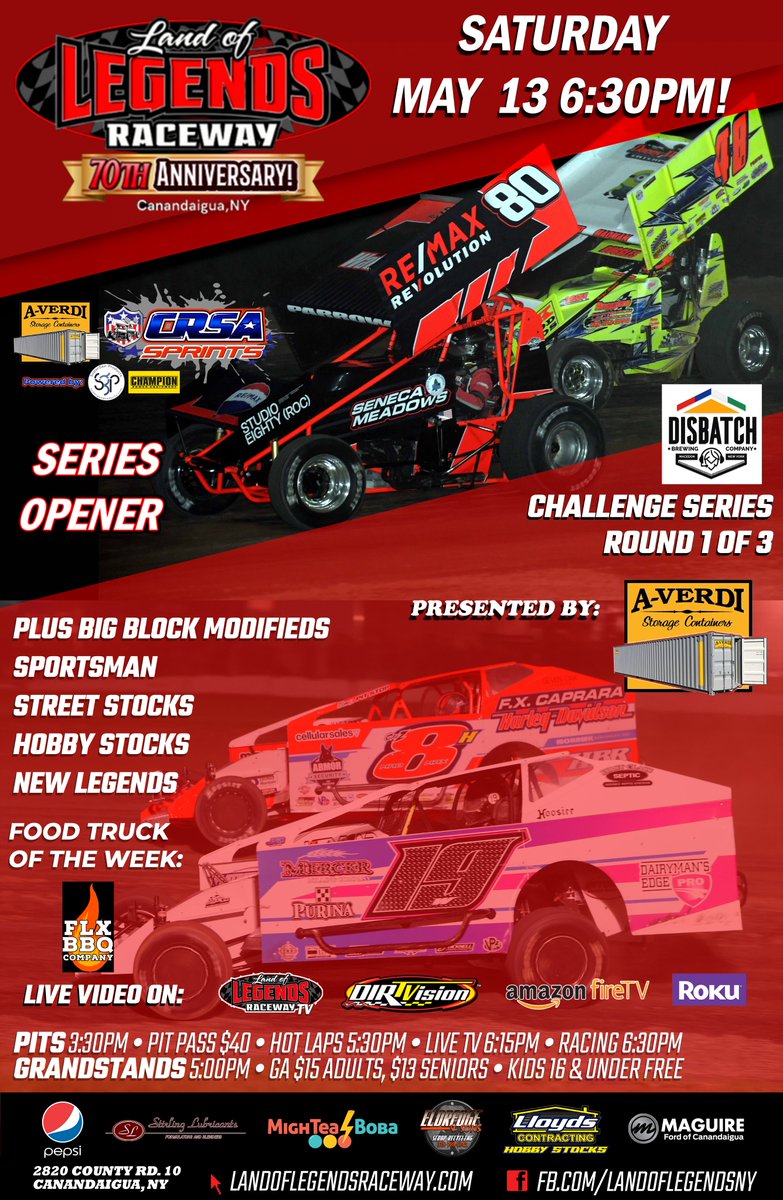 Land Of Legends Raceway (@landoflegendsny) on Twitter photo See YOU at the track tonight at 6:30PM! If you can't make it in person, be sure to follow all the action on:
Land of Legends TV:
landoflegendstv.com/programs/live-…
Or on <a href="/dirtvision/">DIRTVision</a> with your Fast Pass:
dirtvision.com See YOU at the track tonight at 6:30PM! If you can't make it in person, be sure to follow all the action on:
Land of Legends TV:
landoflegendstv.com/programs/live-…
Or on <a href="/dirtvision/">DIRTVision</a> with your Fast Pass:
dirtvision.com