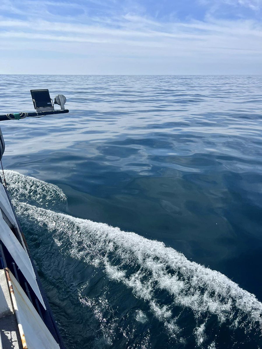 The husbands office view today 🌊 not bad for 150 miles west of Newlyn #FlatCalm #OfficeView #FishermansLife