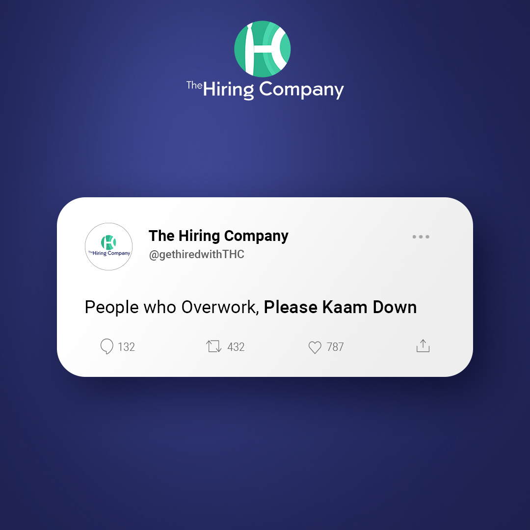 Get me another job, I’ll “kaam” down 😂

Tag the overworking employees of your company in the comment section.

#TheHiringCompany #THC #Hiring #Recruiting #WeekendMemes #OfficeMemes #OfficeLife #WorkMemes #SuccessSkills #CareerTips #InterviewTips #Resume #WorkHumor #JobMemes