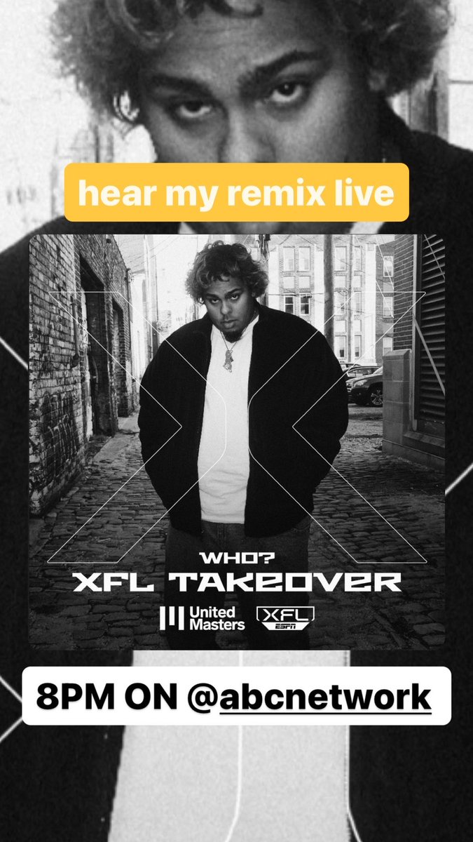 whogotnow's tweet image. 8 PM TONIGHT ON @ABCNetwork Hear my XFL Championship Song with #BigXthePlug #XFLChampionship