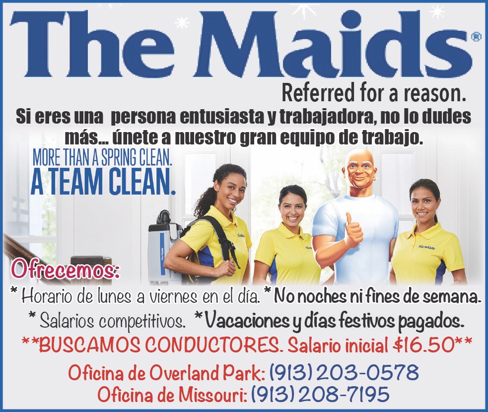 ¿Estás buscando trabajo en un lugar con un #ambiente #agradable, buenas #prestaciones y buen #salario?
#2mas2KC te recuerda que #TheMaids de Kansas City está contratando #conductores