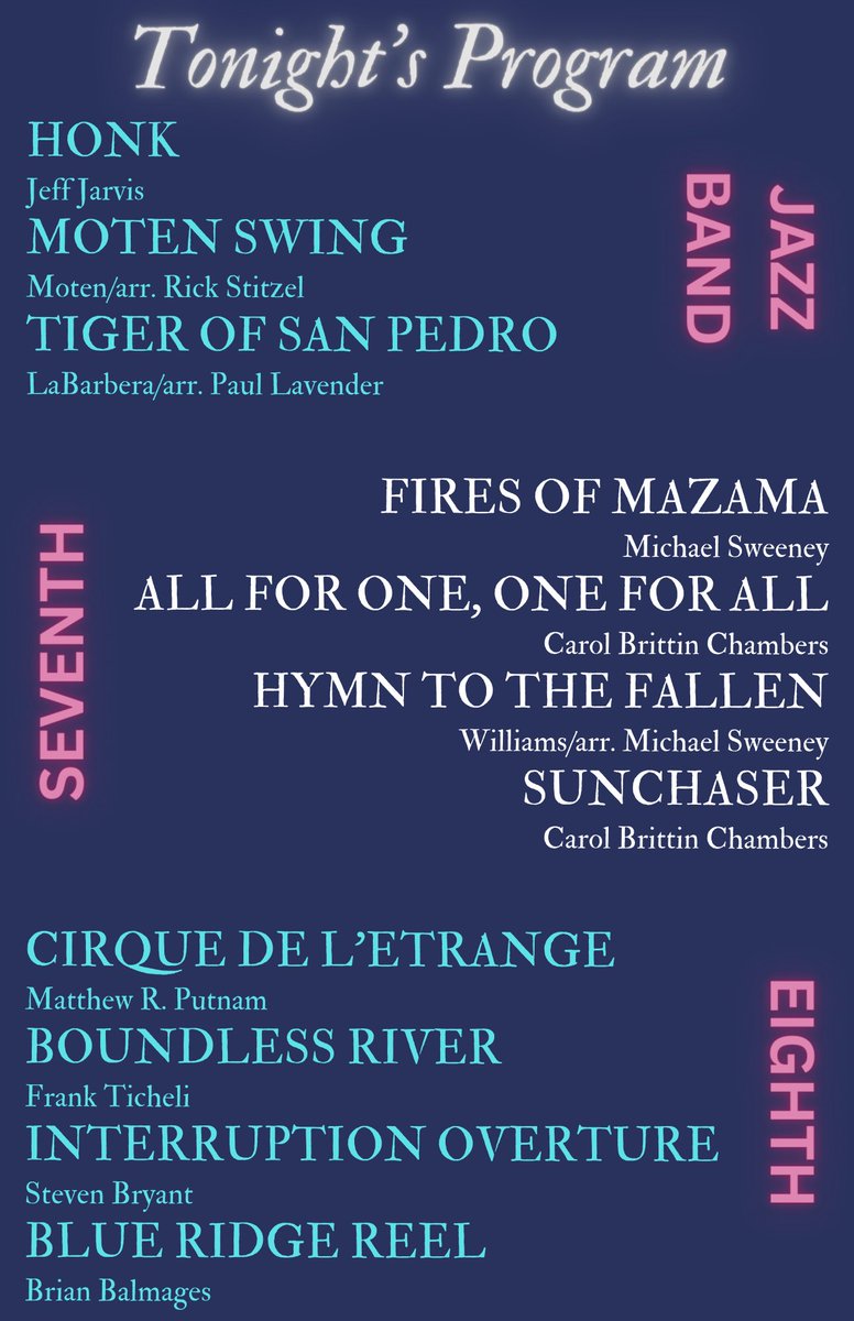saegerbands's tweet photo. Join us to hear the #SaegerJazzBand, #SMS7thGradeBand, and #SMS8thGradeBand on Monday night in the FHC Auditorium! @fhcspartanbands @SaegerMiddle @ArtsFhsd @MrSteckMEB https://t.co/6OiK5a4SJI