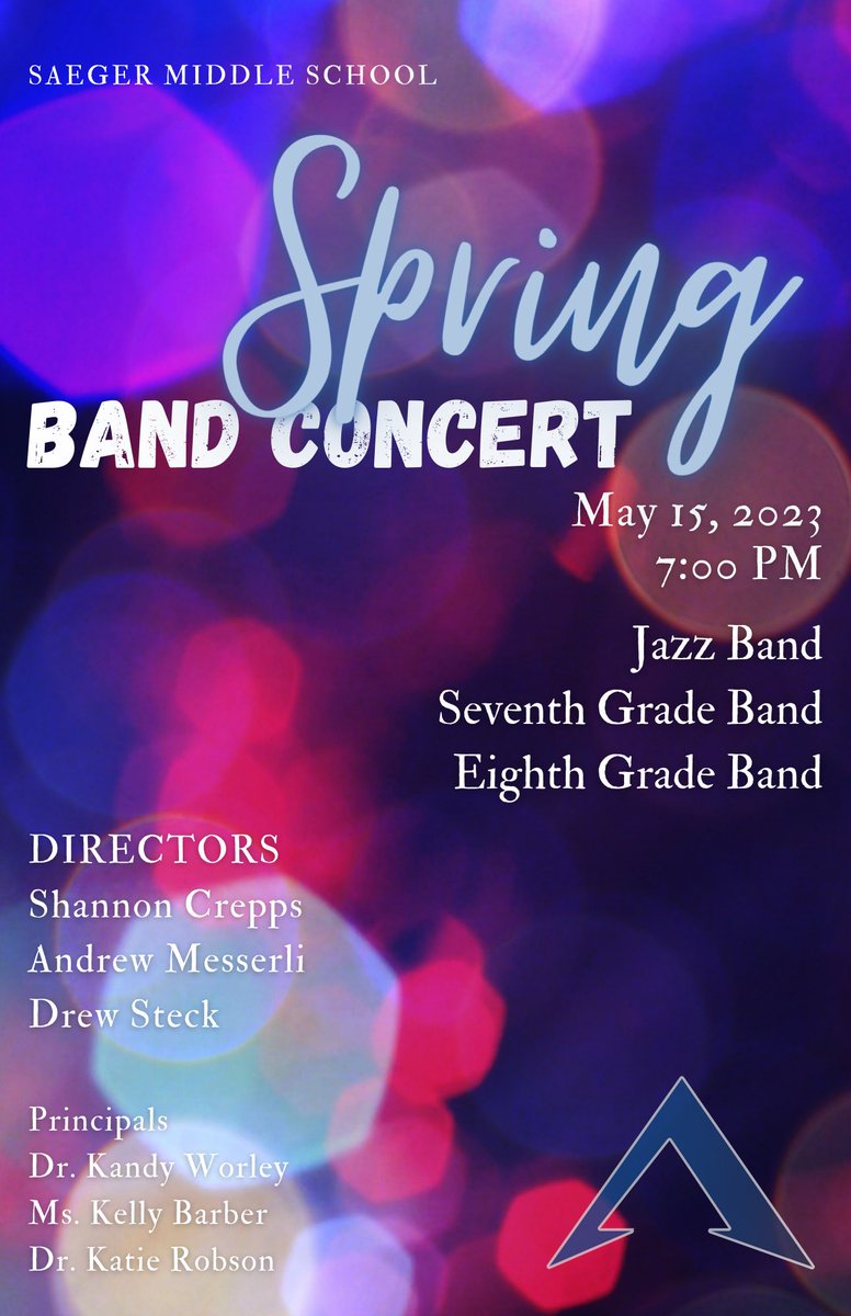saegerbands's tweet photo. Join us to hear the #SaegerJazzBand, #SMS7thGradeBand, and #SMS8thGradeBand on Monday night in the FHC Auditorium! @fhcspartanbands @SaegerMiddle @ArtsFhsd @MrSteckMEB https://t.co/6OiK5a4SJI