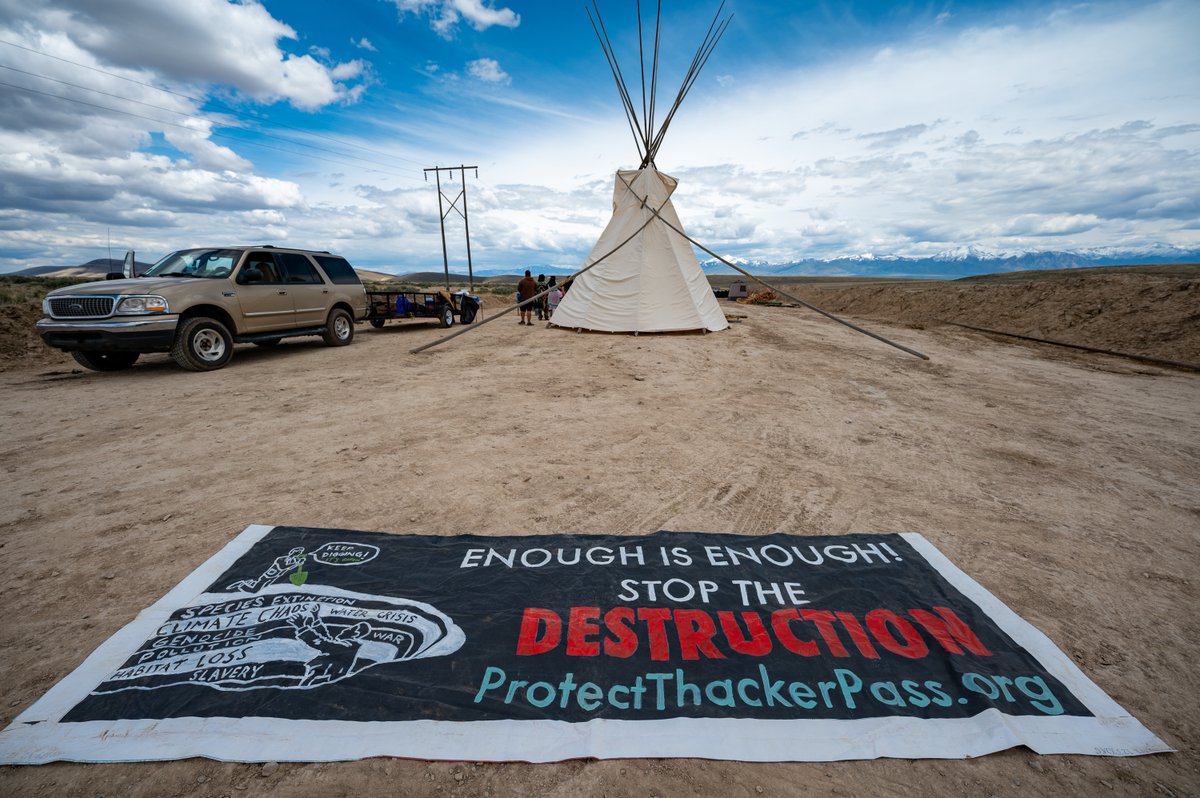 ProtectThPass's tweet photo. Why do we support the elders protesting construction at the Thacker Pass Lithium Mine Site? Because we envision a world in which blowing up a mountain for lithium is just as unacceptable as blowing up a mountain for coal.

#ProtectThackerPass #ProtectPeeheeMuhuh #DefendTheLand https://t.co/6X069RKwAD