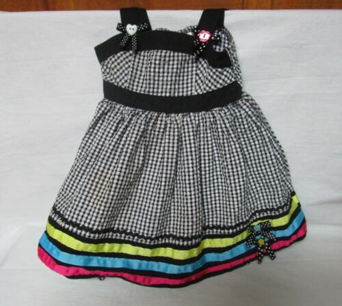 Black and White Gingham Checked Sundress with Yellow, Blue, and Pink Ribbon Trim ebay.com/itm/2656833228… Youngland Girl's Size 2T #summergirl #toddlerfashion #summerfeels CG Eclectics #eBay