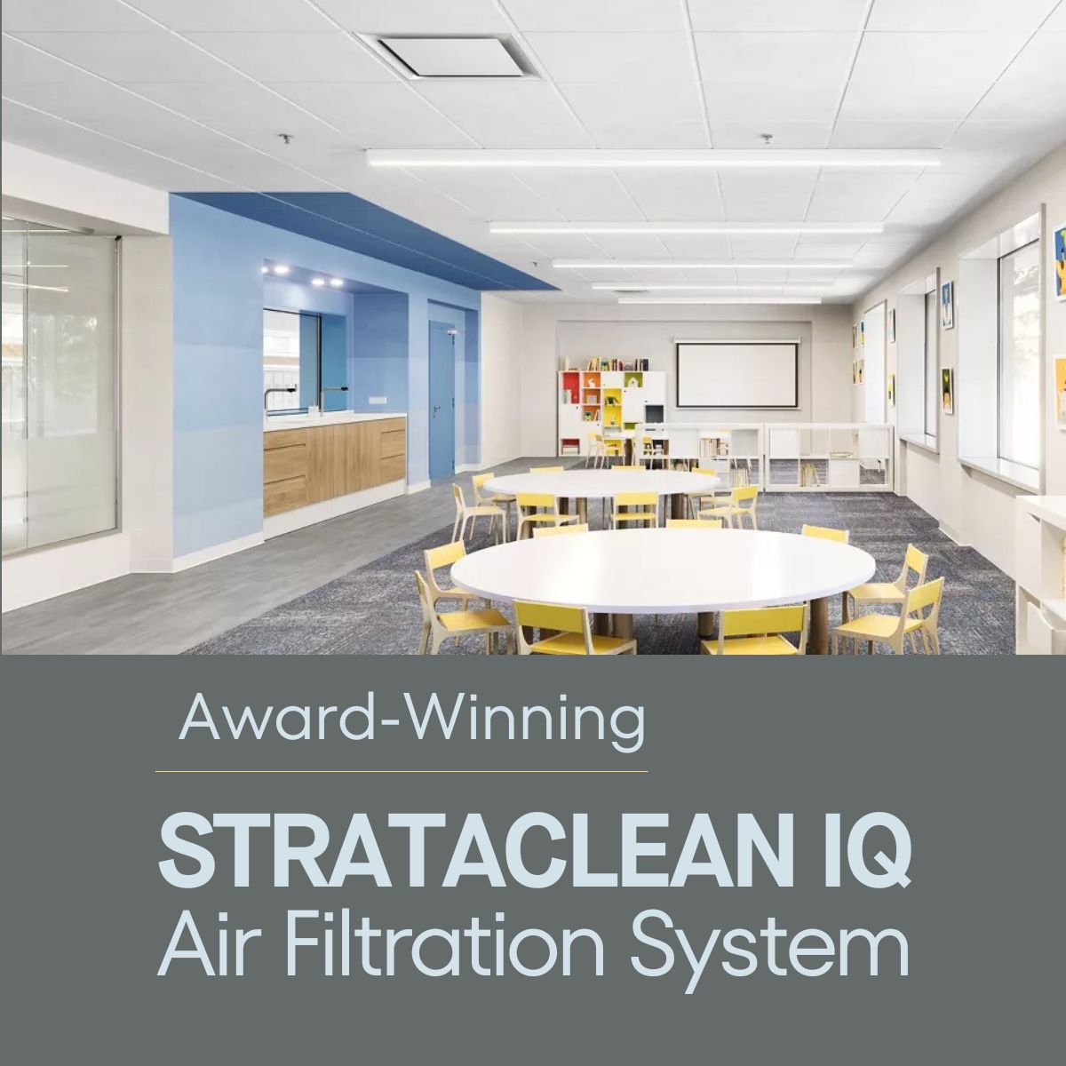 The quiet StrataClean IQ Air Filtration System captures airborne contaminants, allergens, and particulates—and even filters wildfire smoke—to create cleaner, healthier indoor air quality for every space using proven MERV 13 filtration. ow.ly/neOb50OkGq5 

#CleanAirMonth