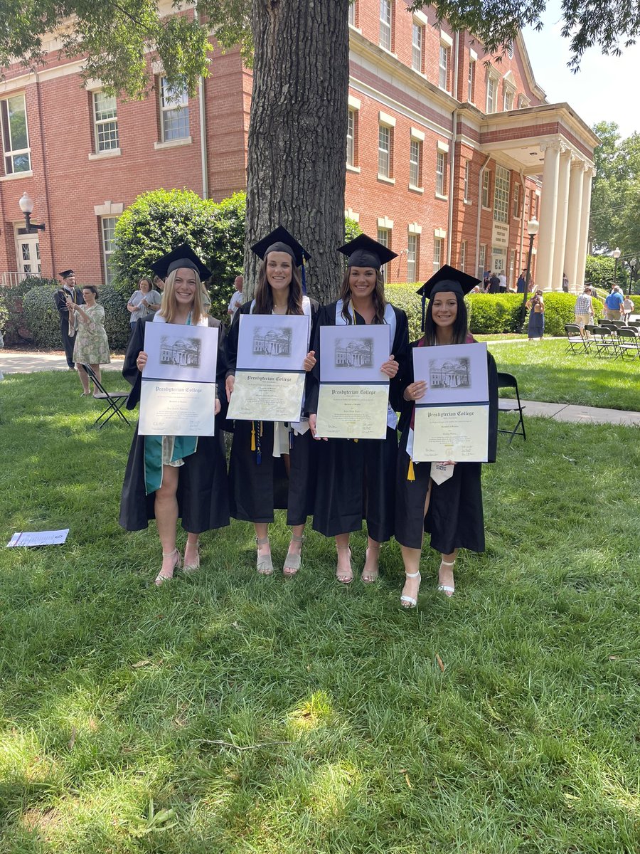 Congrats to our four graduates today! Their futures are filled with success as each one of them has made a significant impact in our #PCWSFamily and on @presbyteriancollege!