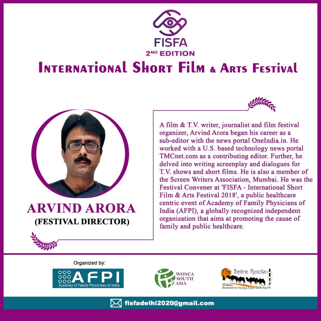 FISFAIndia's tweet photo. Meet our  Festival Director. Arvind Arora is a film &amp; T.V. writer, journalist  and film festival organizer. He delved into writing screenplay and  dialogues. He is also a member of the  Screen Writers Association. @arvindarora73 
https://t.co/gaNGafy8tI https://t.co/QEzoCUOB80