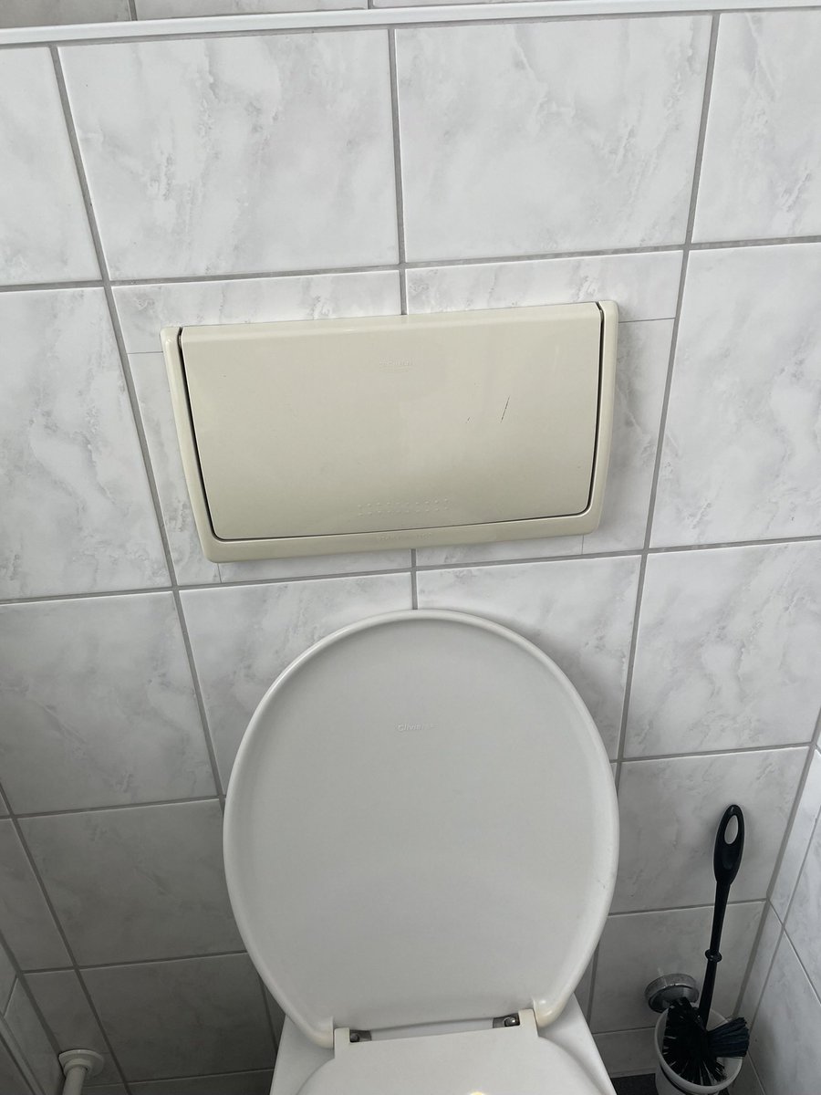 MaryInnerLux's tweet photo. @alanaalion @GinoSgamby My favorite thing is how the flusher buttons get comically larger across Europe. This one was my favorite, why is the flusher the size of a fucking boom box 😂 LMAO https://t.co/JLpLh7DkzG