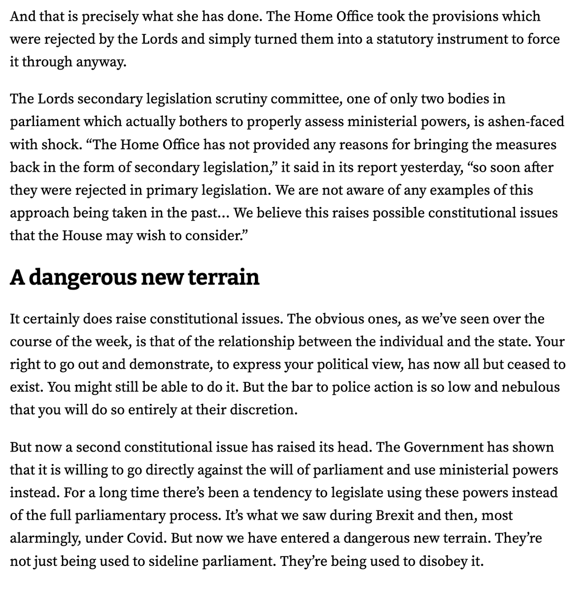 Shocking abuse of power, not just sidestepping Parliament, but directly countering its express wishes.