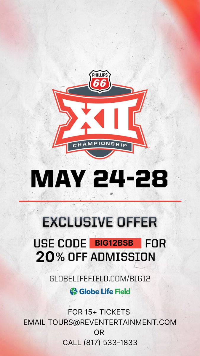 So excited to attend the Phillips 66 Big 12 Baseball Tournament this year! 😍 Use the code “BIG12BSB” for 20% off admission! See y’all there ⚾️