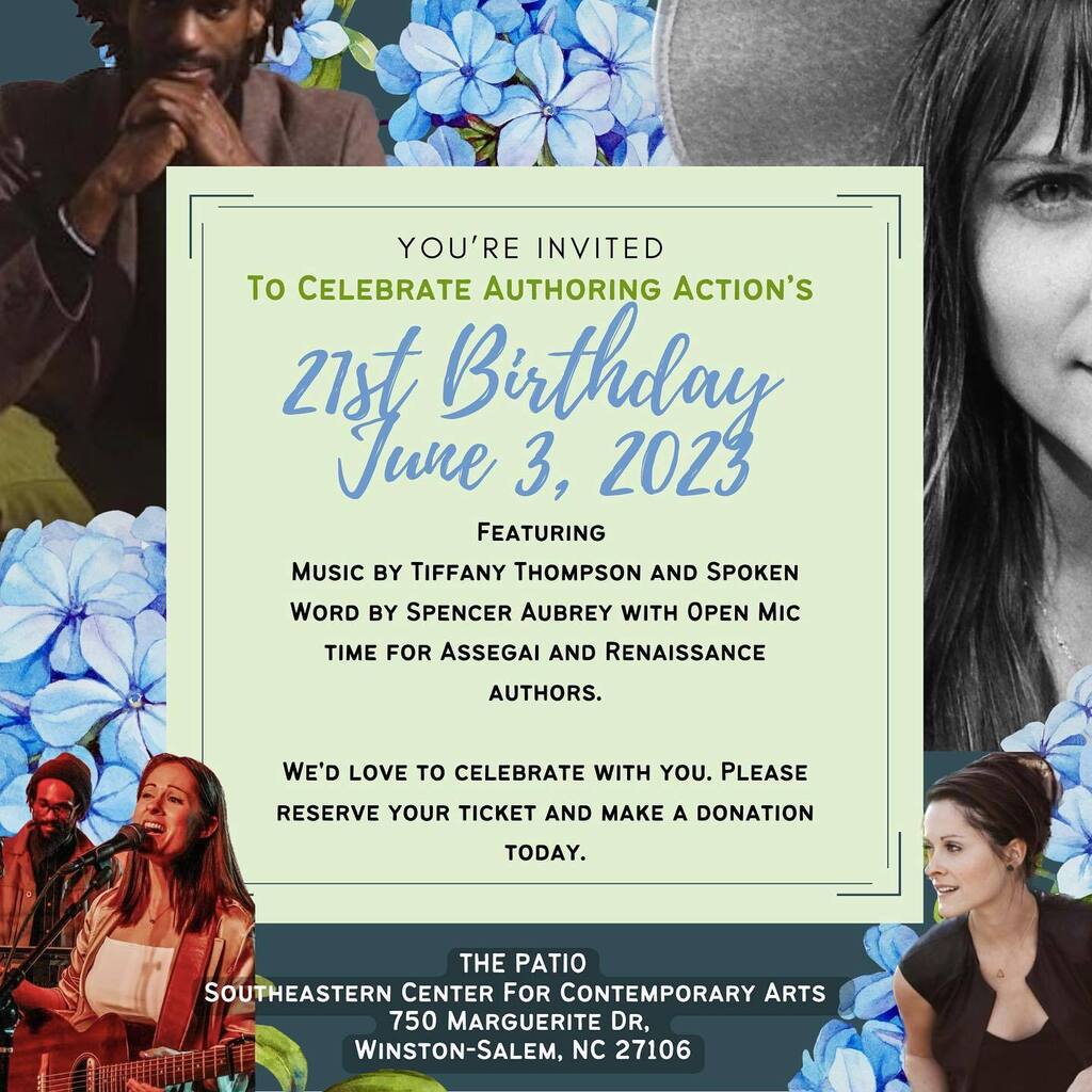 Celebrate 21 years with Authoring Action!
 
Featuring ~
Music by Tiffany Thompson, Authoring Action collaborating Songwriter with our Summer Intensive, Keys for Kids and Voices from the Dwelling programs and Spoken Word by Spencer Aubrey with Open Mic time for Assegai and Re…