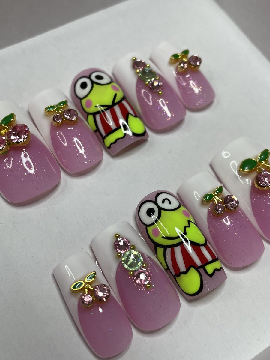 prettynailtech's tweet image. 💚 Keroppiiii 💚

Used @Moneyfornails “French Kiss” Collection! 💕