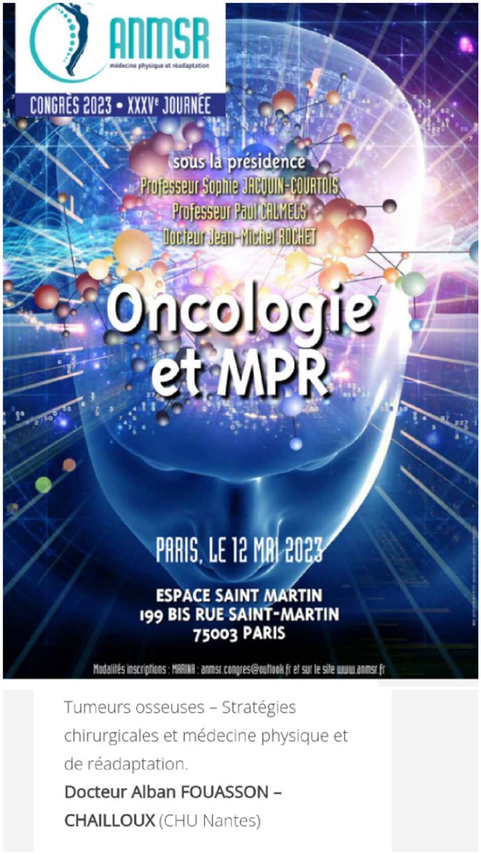 Despite the difficulties, I am delighted to have virtually presented our Nantes experience concerning #bone #sarcomas and PMR (#MPR ) at #ANMSR2023 👨‍⚕️
@MPRLocoNantes @CHUnantes @NantesUniv @RMeS_UMR1229 @DautyMarc