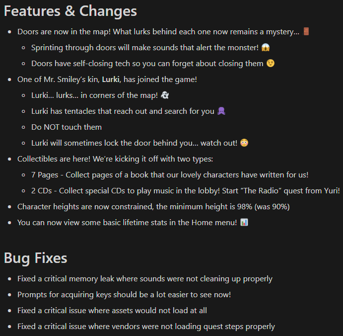 LightsOut_Game's tweet photo. Hey everyone! We pushed out our latest update yesterday, featuring awesome new things!
- Lurki is now ready to hunt players down! 😈
- Doors are now in the map! 🚪
- 9 new Collectibles to find! 📃💿

Check out the full update below! #RobloxDev #Roblox 
https://t.co/6UBd2Hoqqp https://t.co/iVhbcSN4RK