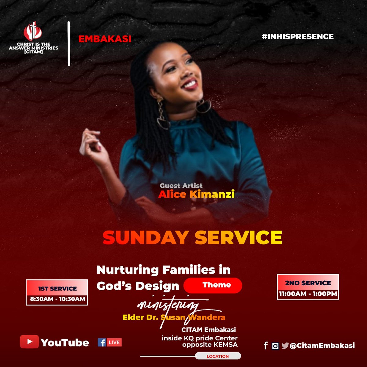 Due to public demand...the only place to be at tomorrow will be <a href="/citamembakasi/">EMBAKASI</a> Minister <a href="/alicekimanzi254/">alice kimanzi</a> will also be present.

<a href="/ManaseNjagi/">That Guy</a> 
<a href="/LillyOtiato2/">Lilly Otiato</a> 
@_Januaris_Nzomo 
<a href="/CITAMKE/">C.I.T.A.M</a> 

#InHisPresence