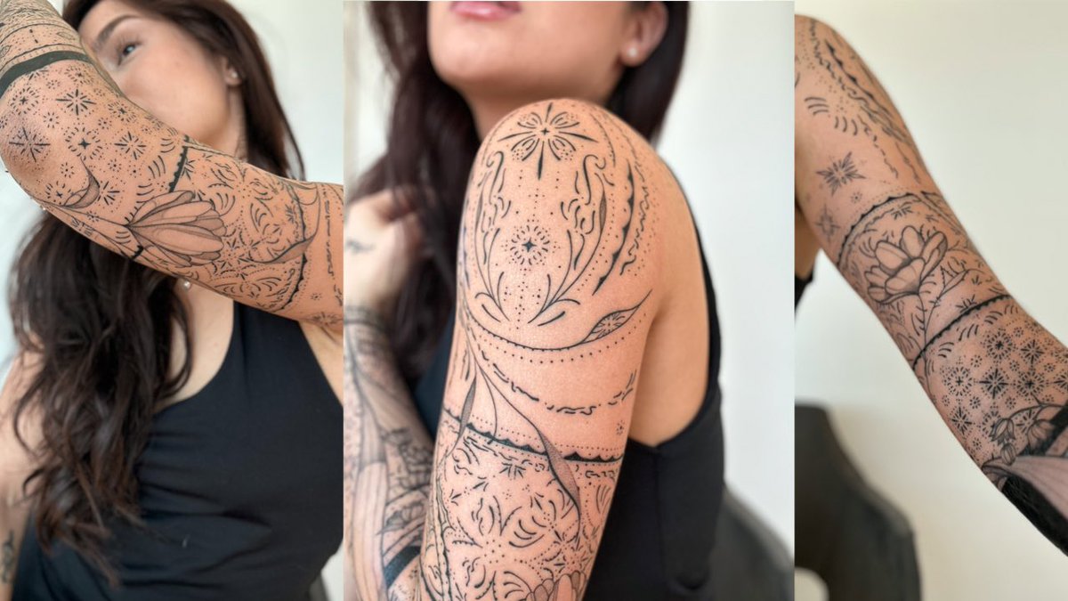 She’s tatted y’all. My sleeve project took 30 hours. 😅 here’s the vlog with all my pain. Enjoy 😂 youtu.be/AJPOjBPWol4