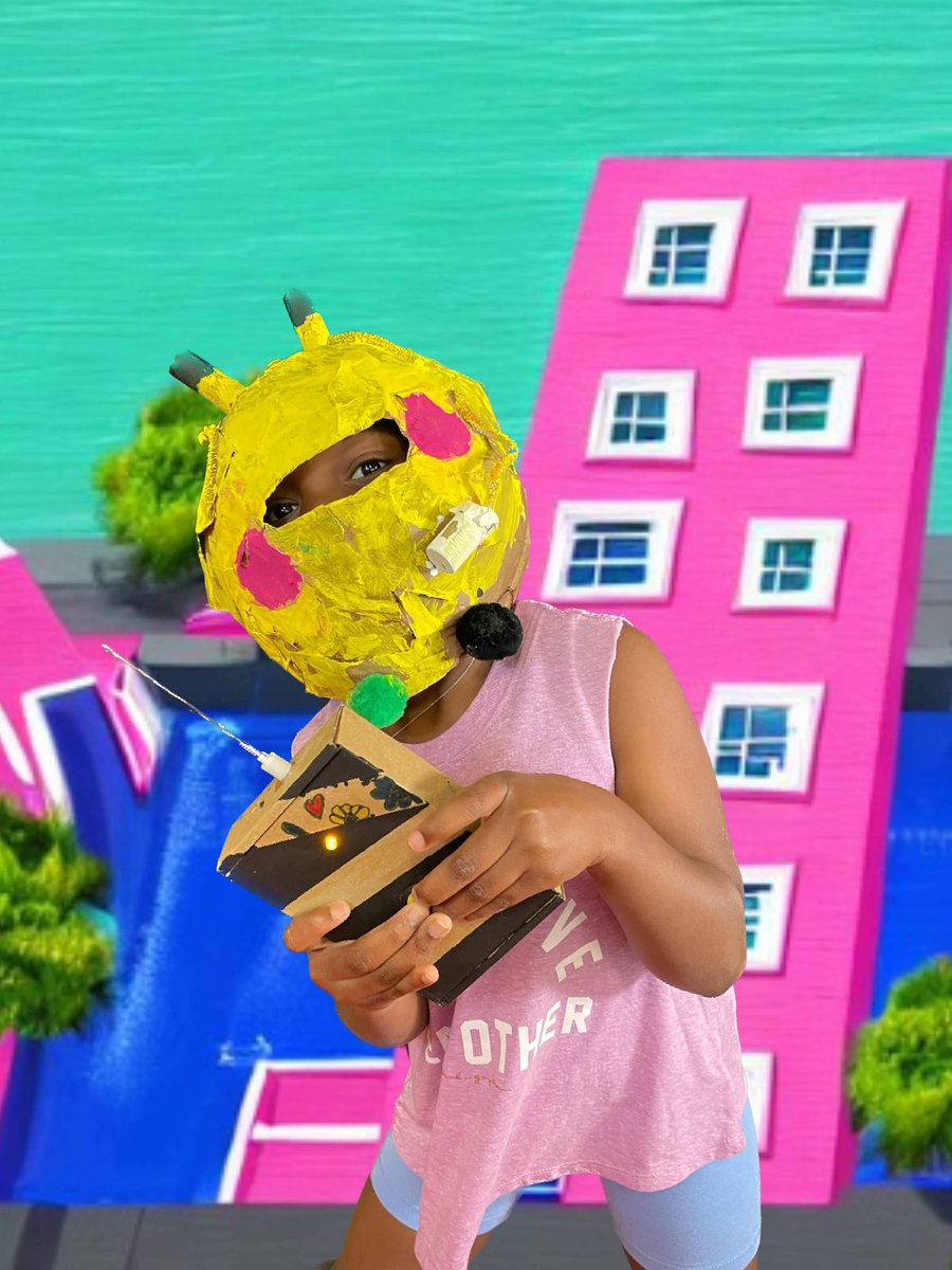 1st graders just showed off their alien planet exploration projects. They made helmets and science devices (simple circuit with a button and led). They designed the planet then I put their drawings into a generative ai. Their creative play was a joy to behold.