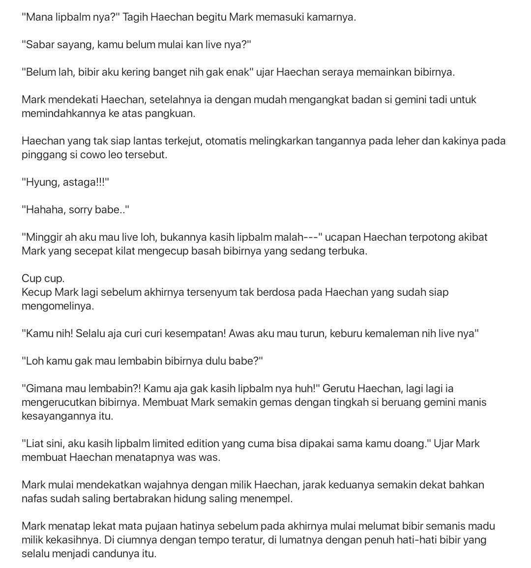 prettynaughzee's tweet photo. Markhyuck onetweet au

—𝐒𝐩𝐞𝐜𝐢𝐚𝐥 𝐋𝐢𝐩𝐜𝐚𝐫𝐞. 

CW // KISSING. https://t.co/chmmbS3eQo