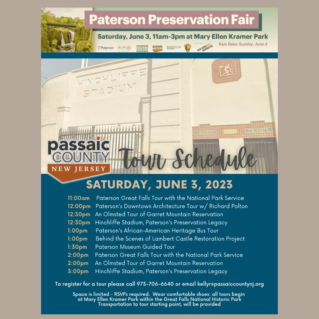 🎉 Mark your calendars! The Paterson Preservation Fair is happening on Saturday, June 3, 2023! Join us for an unforgettable day exploring Paterson's unique heritage and history. See flyer for more details.
#PatersonNJ