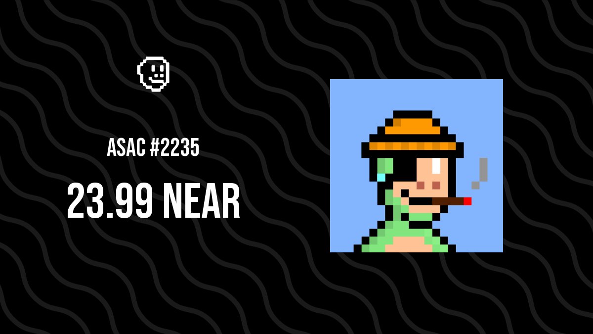 sales_ASAC's tweet photo. 🐵 Antisocial Ape Club #2235 just sold for 23.99Ⓝ
💵 that's $39.52 USD
🐒  @ASAC_NFT
Buyer: dome213.near
Seller: thecartoonistme.near https://t.co/vowD8xPOsE