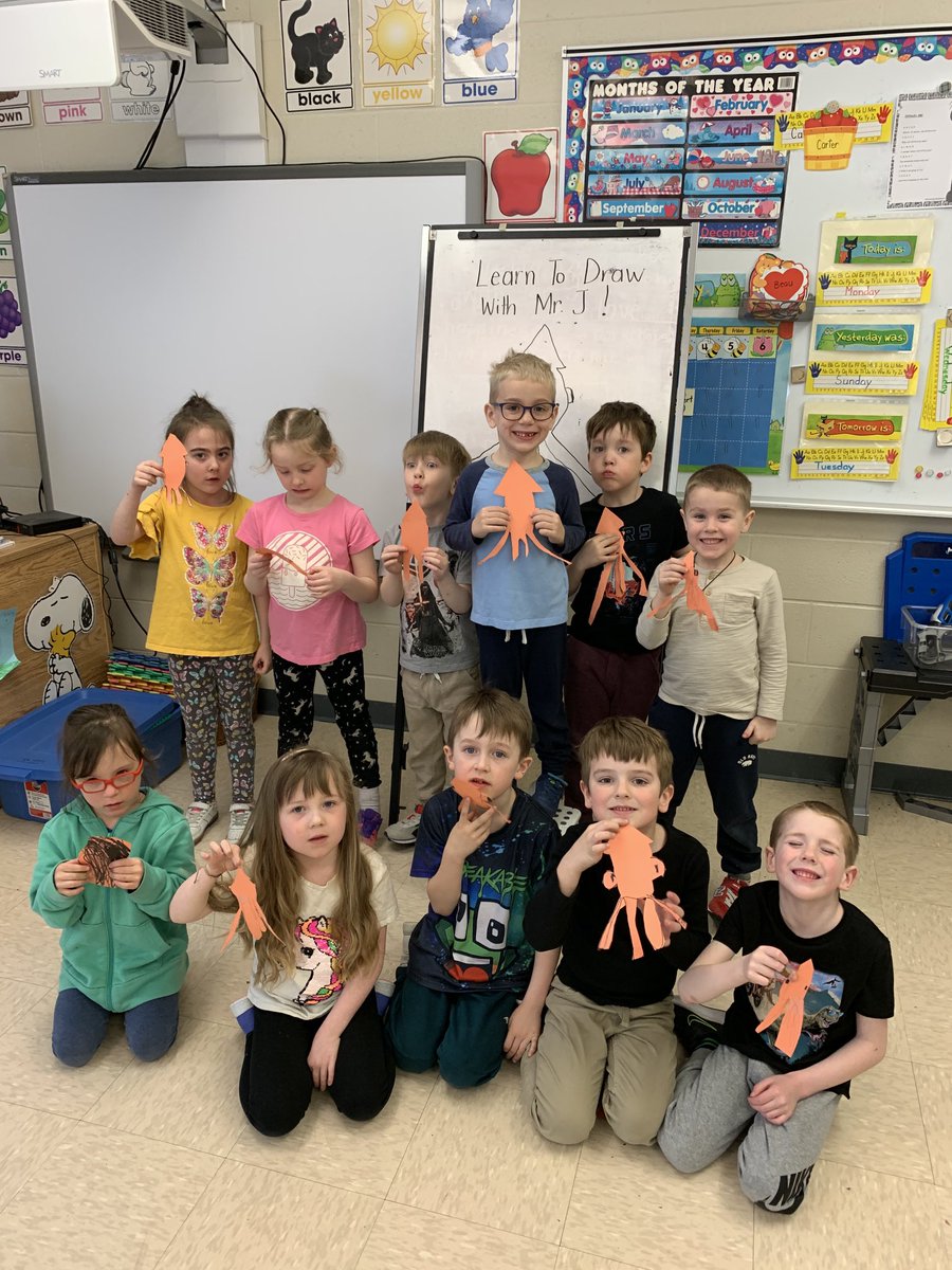 Our very own Mr. J teaching us how to draw a squid. Bravo!! ⁦<a href="/RoncalliSchool/">Roncalli Elementary</a>⁩